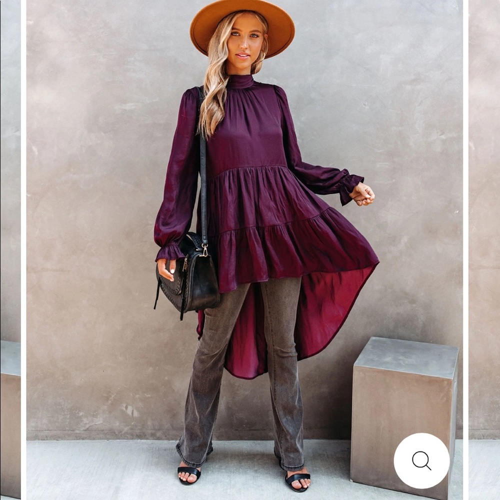 Satin High Low Tiered Tunic